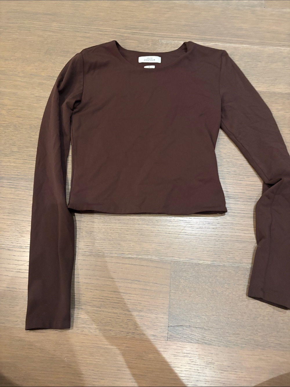 Babaton Chocolate Brown Long Sleeve Cropped Top